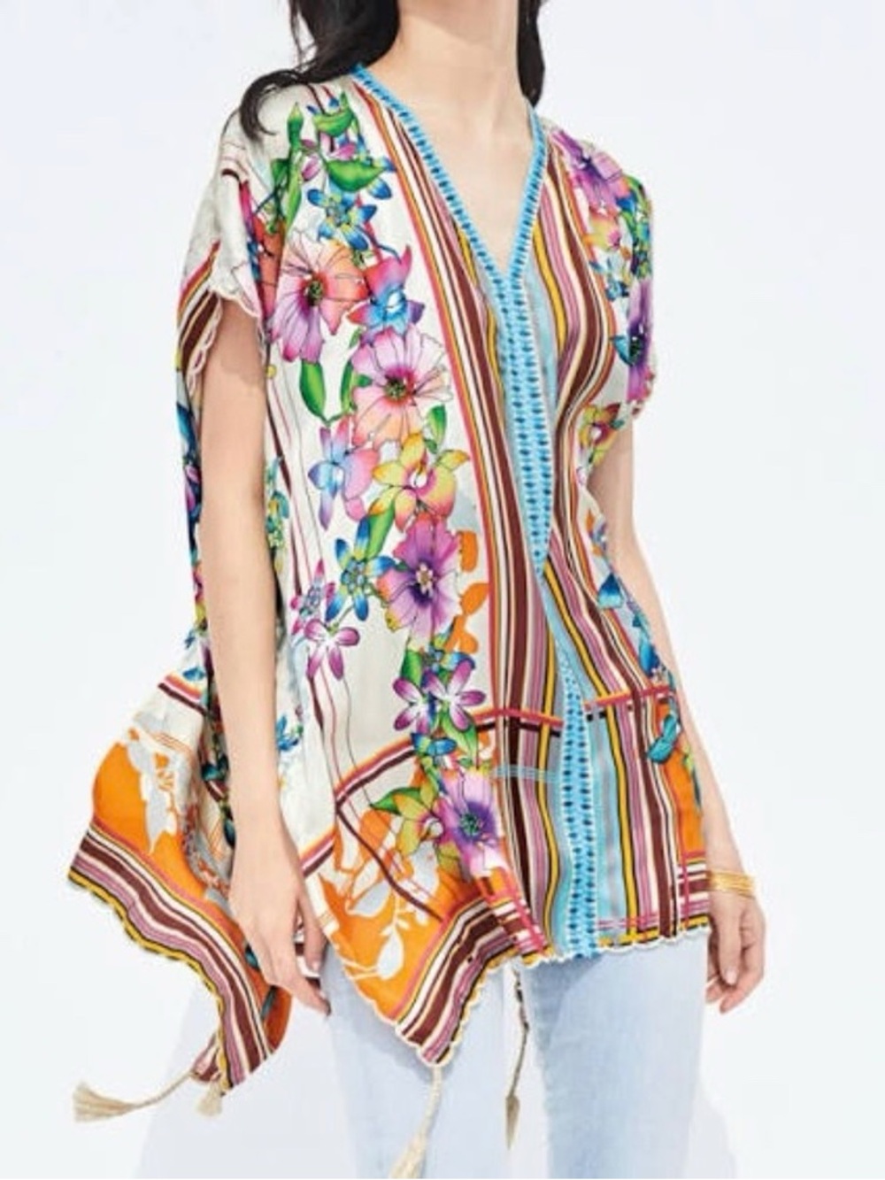 Johnny Was Stellar Silk Poncho | Size XL
